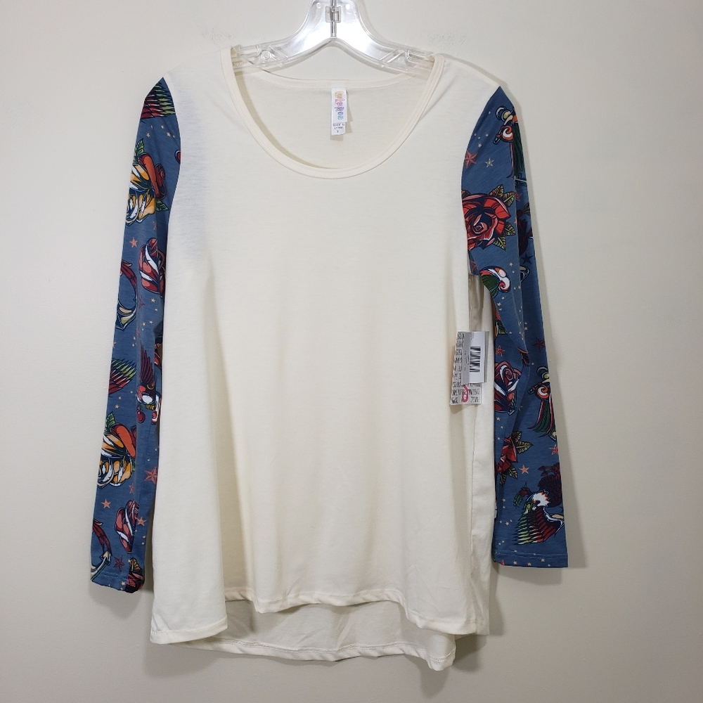 LuLaRoe NWT Lynnae long sleeve‎ with "tattoo" like graphic designs
